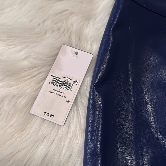 Guess Blue Lexie Flounce faux leather Skirt - Picture 4 of 4